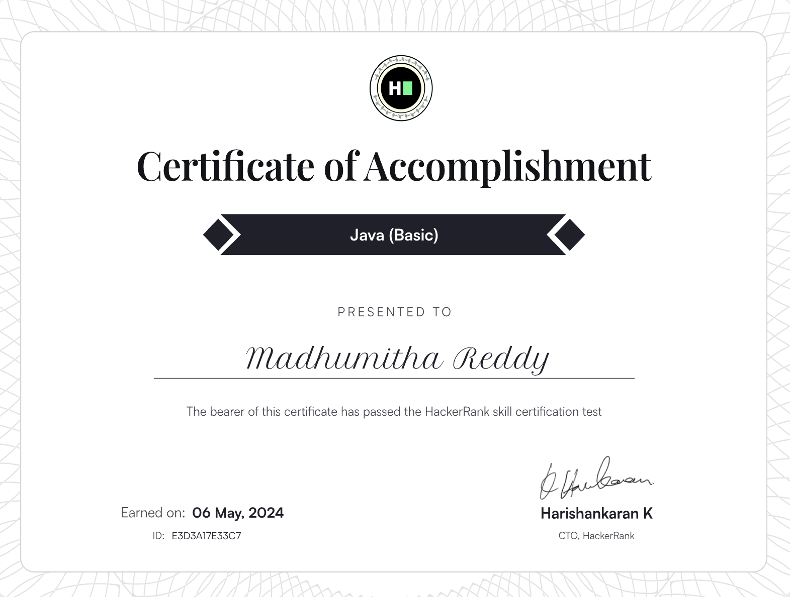 HackerRank Problem Solving Basic certificate